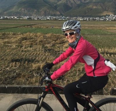 Janet Perrins Cycling on the  tour with redspokes